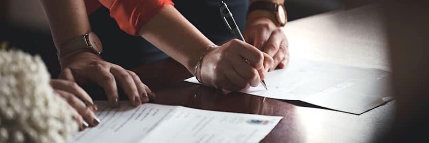 person signing document