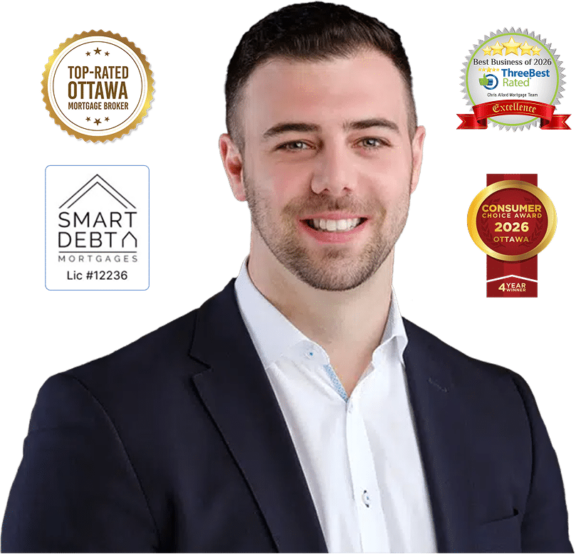 Chris Allard headshot with badges